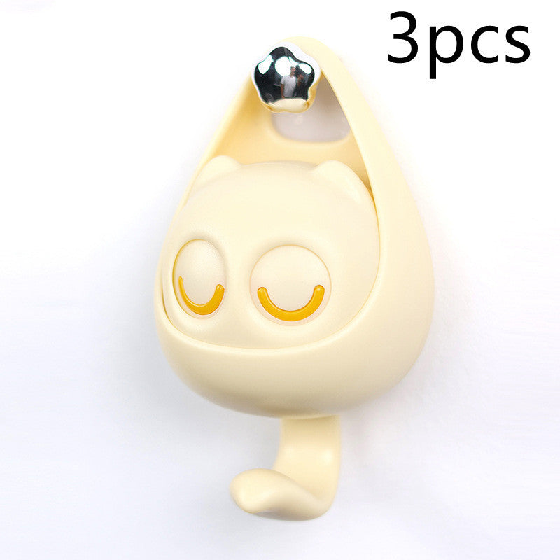 Creative Adhesive Cute Cat Coat Hook Wall Mounted Decoration Cartoon Blink Cat Clothes Hat Scarf Key Holder Home Decor